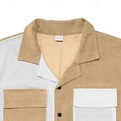 economico camicia da uomo con bottoni-Per uomo Camicia Camicia Estiva Camicia casual Camicia da Spiaggia Camicia con Bottoni Nero Blu Kaki Manica Corta Blocco di colori Collo Camp Vacanza Camicia hawaiana Patchwork Abbigliamento