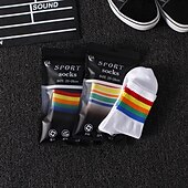 economico calzini da uomo-Per uomo 3 pezzi Confezioni multiple Calzini Squadra di calcio Calzini da corsa Calzini casual Bianco + Bianco + Nero Nero Colore Arcobaleno Sportivo Giornaliero Da mare Di base Medio spessore