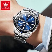 levne Quartz hodinky-OLEVS Muži Křemenný Módní Obchodní Wristwatch Svítící Kalendář Datum týden VODĚODOLNÝ Ocel Hodinky