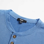 olcso Alkalmi Henley póló-Férfi Henley ing Tee Top Sima Henley Utca Vakáció Rövid ujjú Gomb Zseb Ruházat Divat Dizájn Alap