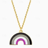 baratos Parada do Orgulho de dezembro-Colar com pingente em forma de arco-íris da lua do orgulho, moda personalizada, simples, homossexual, camada única, colar