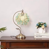 cheap Bedside Lamp-Sakura Tiffany Style Stained Glass Desk Lamp with Petal Lampshade Retro Pure Brass Base Switch Plug Decorative Desk Lamp AC100-240V Suitable for Study Bedroom Restaurant Coffee Table