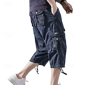 cheap Outdoor-Men's Capri Cargo Shorts Cargo Shorts Shorts Capri Pants Hiking Shorts Leg Drawstring 6 Pocket Plain Comfort Outdoor Daily Going out Fashion Streetwear Black Army Green