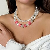 levne Náhrdelníky-İnci Kolyeler Napodobenina perel Dámské Elegantní umělecké Vícevrstvé Svatba Kruh Náhrdelníky Pro Svatební Párty ulice