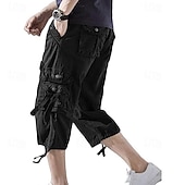 cheap Outdoor-Men's Capri Cargo Shorts Cargo Shorts Shorts Capri Pants Hiking Shorts Leg Drawstring 6 Pocket Plain Comfort Outdoor Daily Going out Fashion Streetwear Black Army Green