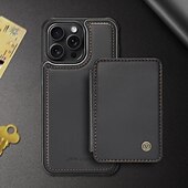 Недорогие Чехлы для iPhone-телефон Кейс для Назначение айфон 16 Айфон 15 Про Макс Плюс iPhone 14 13 12 11 Pro Max Plus Кейс на заднюю панель со стендом Съемный Магнитный Ретро ТПУ ПК Кожа PU