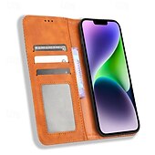 זול נרתיקים לאייפון-טלפון מגן עבור אייפון 16 iPhone 15 Pro Max iPhone 14 13 12 11 Pro Max Plus Mini SE מארז כרטיס ארנק מגנטי רגלית חריץ לכרטיס רטרו TPU עור PU