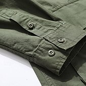 economico Camicie da lavoro da uomo-Per uomo Camicia Camicie da lavoro Maglietta informale Camicia con bottoni Camicia da carico Nero Kaki Verde militare Manica lunga Liscio Collo ripiegabile Da mare Per eventi Tasca frontale