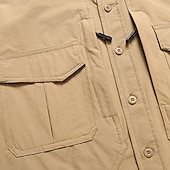 cheap Men&#039;s Work Shirts-Men&#039;s Shirt Workwear Shirts Work Shirt Button Up Shirt Cargo Shirt Black khaki Army Green Gray Long Sleeve Plain Turndown Vacation Holiday Front Pocket Clothing Apparel Fashion Casual Comfortable