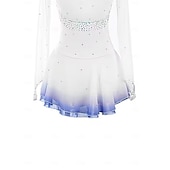 billige Figur skating kjoler-Kjole til kunstløp Dame Jente Skøyteløp Kjoler Hvit Lapper Tommelhull Netting Spandex Elastisk Trening Profesjonell Konkurranse Skøyteklær Hold Varm Krystall / Rhinstein Langermet Skøyting Kunstløp