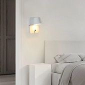 abordables Apliques de pared para interior-Luces de pared interiores LED Luz de lectura de cabecera con versión de luz nocturna e interruptor independiente Aplique de pared de tocador RV giratorio de 350 ° Lámpara de pared de metal para sala