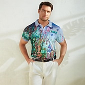 economico Polo stampata da uomo-Per uomo Stampe astratte Polo a nido d&#039;ape Magliette polo Polo con risvolto Polo con bottoni Camicia da golf Golf Manica corta Camicia Collo ripiegabile Esterno Strada Blu-verde Blu Viola Arancione