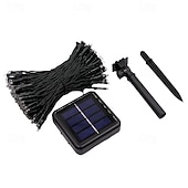 cheap Solar String Lights-1 PC Patriotic Outdoor Solar String Lights, 22FT~98FT Red White Blue for 4th of July Independence Day 250th Anniversary Memorial Day, Holiday Garden Waterproof Decor Lights