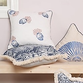 baratos Textured lance travesseiros-Capa de almofada decorativa com borla oceânica, 1 peça, capa de almofada quadrada macia, fronha para quarto, sala de estar, sofá, cadeira, tartaruga marinha