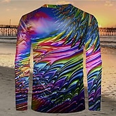 preiswerte 3D-T-Shirts-Herren Geometrisch T Shirt Langarm T-Shirt 3D-Druck Hemd Modisch Übertrieben Designer Strasse Urlaub Regenbogen Sommer Frühling Bekleidung S M L XL XXL XXXL
