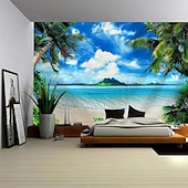 cheap Ocean Beach Tapestry-Sunshine Beach Landscape Hanging Tapestry Wall Art Large Tapestry Mural Decor Photograph Backdrop Blanket Curtain Home Bedroom Living Room Decoration
