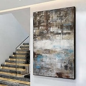 voordelige Olieverfschilderijen-minimalistisch abstract bergschilderij handgeschilderd extra groot landschap folie schilderij muur kunst grijs goud canvas schilderij op canvas grote muur kunst abstract schilderij voor woonkamer