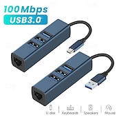 cheap USB Hubs-USB Expander 4-in-1 3.0HUB Splitter Type-c 100 MEgabit Network Card Notebook One Drag Four Expander