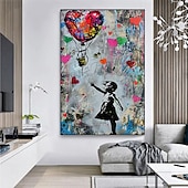 preiswerte Straßenkunst-Banksy Mädchen Graffiti Ölgemälde handgemalt Pop Art Gemälde berühmte Leinwand Banksy Mädchen Kunstwerk Gemälde Banksy Ballon Leinwand Gemälde Wanddekoration Kunstwerk Gemälde