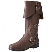 cheap Footwear-Retro Vintage Medieval Renaissance Shoes Flat Jazz Boots Ren Faire Pirate Viking Crusader Men&#039;s Celtic Pirate Halloween Carnival Masquerade LARP Ren Faire Adults Shoes