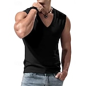 economico Canotte da palestra-Per uomo Canotta Gilet Canottiera Maglietta senza maniche Senza Maniche Scollo a V Estate Semplice Moda Classico Confortevole Streetwear Casuale Sportivo Nero Bianco Blu reale Maglietta Top per Uomo