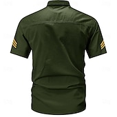 cheap Men&#039;s Western Shirts-Men&#039;s Army Work Shirt Western Shirt Button Up Shirt Short Sleeve Casual Tactical Sports &amp; Outdoor Going out Summer Spring Turndown Print Black Army Green Khaki Dark Blue Beige