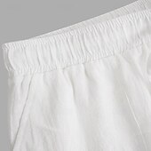 baratos Clássico-Homens Calção Shorts de linho Shorts de verão Bermudas Bolsos Com Cordão Tecido Conforto Respirável Comprimento do joelho Diário Praia Roupa de rua Casual / esportivo Preto Branco Micro-Elástica