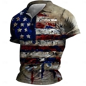American Independence Day Men's American Flag Veterans Polo Shirts Golf Shirt Short Sleeve Polo Shirts Collared Shirts Casual Streetwear Vacation Wear Party Outfits Buttons 3D Print Spring & Summer 7