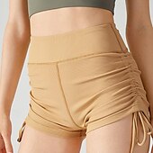 halpa Joogahousut ja pyöräilijät-Naisten Urheilushortsit Joogasortsit Harjoitteluhousut Kurenauha Korka vyötärö Jooga Kuntosaliharjoitus Pilates Shortsit Musta Sininen Ruskea Urheilu Urheiluvaatteet Elastinen Ohut