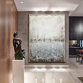 voordelige Olieverfschilderijen-minimalistisch abstract bergschilderij handgeschilderd extra groot landschap folie schilderij muur kunst grijs goud canvas schilderij op canvas grote muur kunst abstract schilderij voor woonkamer