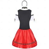 billige Dirndl-Oktoberfest Lapper Dirndl Trachtenkleader Hushjelp Sexy bayerske feriekjole Enger Dame Ølfestivalen Oktoberfest-kostyme Dirndl Tradisjonell stil klut Kjole Sokker Pannebånd