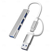 Недорогие Кабели для мобильных телефонов-USB-концентратор 4 в 1, тип C-USB 3.0, USB 2.0 с адаптером USB-C-USB A, 4 порта, док-станция mini USB, совместимая с macbookipad prodell, ноутбуками HP