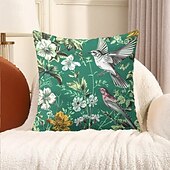 お買い得  花と植物のスタイル-鳥の花の装飾的なクッションカバー 4個入り 柔らかい正方形のクッションケース 枕カバー 寝室 リビングルーム ソファ カウチ 椅子用