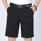 economico pantaloncini da lavoro-Per uomo Pantaloncini eleganti Pantaloncini da lavoro Pantaloncini da golf Tinta unica Resistente alle rughe Lunghezza del ginocchio Pantaloncini Verde militare Nero Vita alta Anelastico