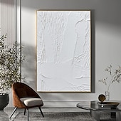 abordables Peintures Abstraites-peint à la main 3d texturé blanc peinture abstraite sur toile 3d texturé art mural boho moderne toile art salon décor pattle couteau peinture à l&#039;huile décor à la maison hôtel pièce d&#039;art