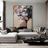 voordelige Abstracte schilderijen-groot gezichtsloos portret schilderij handgeschilderde abstracte dame schilderij handgeschilderde vrouw gezicht kunstwerk handgemaakte muurkunst figuratieve canvas kunst schilderij ingelijste vrouw