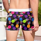 ieftine Mâncare și băuturi-Bărbați Fruct Ananas Boxeri înot Pantaloni Scurți de Înot Pantaloni Scurti Talie medie Modă Șic Stradă Designer Surf Concediu Plajă Buzunar Cordon Talie elastică Designer Îmbrăcăminte