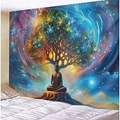 ieftine tapiserie boho-Boho Buddha arborele vieții tapiserie agățată artă de perete sacru tapiserie mare murală decor fotografie fundal pătură perdea acasă dormitor living decor