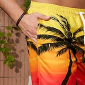 cheap Tropical Plants &amp; Flowers-Men&#039;s Coconut Tree Plants Swim Shorts Board Shorts Swimming Trunks Mid Waist Fashion Streetwear Designer Casual Daily Holiday Pocket Drawstring Elastic Waist Designer Clothing Apparel
