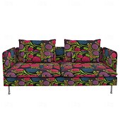 baratos Cobertura de Sofa-Capas de Sofá 100% Algodão Floral Com Estofamento 3 Lugares Com Braços