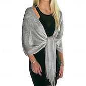 billige Sjal-Sjale Sjal til kvinner Glitter Glitrende Ermeløs Polyester Bryllup Wrap Med Dusk Til Bryllup Vår sommer