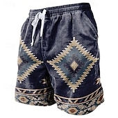 cheap Men&#039;s 3D Sweat Shorts-Men&#039;s Geometric Pattern Graphic Prints Sweat Shorts Beach Shorts Terry Shorts Mid Waist Vintage Ethnic Style Retro Vintage Daily Holiday Streetwear Drawstring Elastic Waist 3D Print Designer Clothing