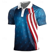  4 luglio 2026 250° Per uomo Veterani Patriottico Polo Manica Corta Magliette polo Collo ripiegato Casual Quotidiano Spiaggia Streetwear Ferie 3D Primavera & Estate Blu Bianco Rosso