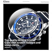 halpa Kvartsikellot-Miesten kvartsikello ulkoilu urheilu muoti rento hehkuva kalenteri kronografi vedenpitävä teräksinen silikonigeeliko