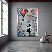 preiswerte Straßenkunst-Banksy Mädchen Graffiti Ölgemälde handgemalt Pop Art Gemälde berühmte Leinwand Banksy Mädchen Kunstwerk Gemälde Banksy Ballon Leinwand Gemälde Wanddekoration Kunstwerk Gemälde