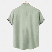 abordables Classique-Homme Chemise Lin Chemise de plage Ecossais à Carreaux Extérieur Casual Rose Claire Vert Manche Courte Mao Eté Printemps Vêtement Tenue Imprimer