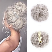 economico Chignon-fermaglio per capelli con artiglio, chignon per capelli sintetici, chignon riccio ondulato, extension per chignon, chignon spettinato, chignon per capelli con artiglio, coda di cavallo, scrunchie per capelli con clip per donna