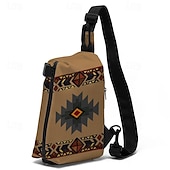 cheap Handbag &amp; Totes-Men&#039;s Crossbody Bag Shoulder Bag Chest Bag Polyester Outdoor Daily Holiday Zipper Print Large Capacity Lightweight Multi Carry National Totem Earth Yellow Grey