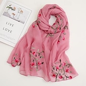cheap Chiffon Scarves-Women&#039;s Scarf Cherry Blossom Print Lightweight Soft Pink Floral Breathable Casual Office Evening One Size Fits All Spring Autumn Accessories
