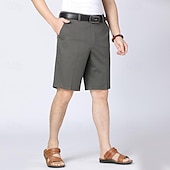 economico pantaloncini da lavoro-Per uomo Pantaloncini eleganti Pantaloncini da lavoro Pantaloncini da golf Tinta unica Resistente alle rughe Lunghezza del ginocchio Pantaloncini Verde militare Nero Vita alta Anelastico